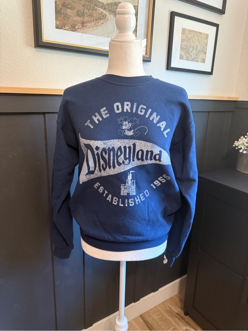 Hanes Navy Blue Disneyland Graphic Crewneck Sweatshirt